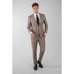 Bisse Açık Kahve Comfort Fit Mono Yaka Çift Yırtmaçlı Sedef Düğmeli 6 Drop Yün Takım Elbise PTK25Y25003_D10 - Açık Kahverengi - 46