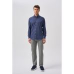 Bisse Bisse Studio Erkek Regular Fit Uzun Kollu Cepsiz Gömlek Lacivert BSGMCZG25560_C39