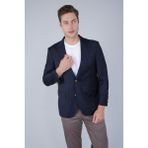 Bisse Comfort Fit Lacivert Dokuma Mono Yaka Çift Yırtmaçlı 4 Drop Yün Blazer Erkek Ceket PCK24KNOS002_C39 - 48
