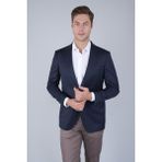 Bisse Comfort Fit Lacivert Mono Yaka Çift Yırtmaçlı 6 Drop Erkek Yün Ceket PCK24K24204_D39 - 48