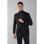Bisse Comfort Fit Siyah Dokuma Mono Yaka Çift Yırtmaçlı 6 Drop Yün Blazer Erkek Ceket PCK24KNOS001_D99 - 50