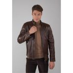 Bisse Erkek Kahve Gerçek Deri Ceket DM24K24002_D11 - 3XL