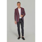 Bisse Erkek Platinum Regular Fit Keten Ceket Mavi PCK25Y25003_D25 - Bordo - 46