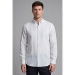 Bisse Erkek Regular Fit Uzun Kol Keten Paşa Yaka Sarı Gömlek BSGMKTN25329_D17