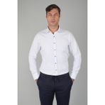 Bisse Erkek Uzun Kollu Regular Fit Haki Dikişli Beyaz Gömlek GMOKS252137_D01