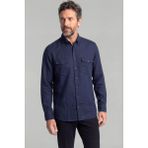 Bisse Erkek Uzun Kollu Spor Yaka Keten Lacivert Gömlek GMKTN250014_D39 - 2XL