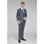 Bisse Gri Mono Yaka Çift Yırtmaçlı 6 Drop Yün Polyamid Lycra Slim Fit Takım Elbise PTK24K24213_D55