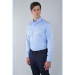 Bisse Klasik Yaka Regular Fit Mavi Uzun Kol Cepsiz Erkek Gömlek GMKLS250057_35 - 39