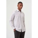 Bisse Regular Fit Bej Çizgili İtalyan Yaka Klasik Erkek Gömlek GM23Y231037_D07