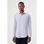 Bisse Regular Fit Çizgili Klasik Lacivert Erkek Gömlek GM23Y231037_D39