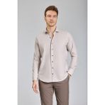 Bisse Regular Fit İtalyan Yaka Bej Pamuk Erkek Gömlek GMFLN0222303221_D07