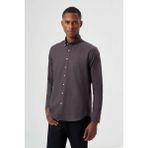 Bisse Regular Fit Koyu Kahve Basic Erkek Gömlek GM23K232058_D12 - XL