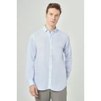 Bisse Regular Fit Mavi Gabardin Spor Yaka Uzun Kollu Erkek Gömlek GM23Y231022_D35 - 2XL