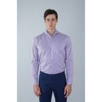 Bisse Regular Fit Napoli Yaka Uzun Kol Pamuk Lila Erkek Gömlek GMCZG250127_C44