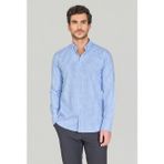 Bisse Regular Fit Paşa Yaka Cepsiz Mavi Pamuk Erkek Gömlek GMCZG250063_E35