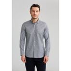 Bisse Regular Fit Paşa Yaka Desenli Gri Spor Erkek Gömlek GM23K232040_D55 - 2XL