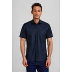 Bisse Regular Fit Paşa Yaka Desenli Lila Spor Erkek Gömlek GM23Y231170_D39 - 38 - Lacivert