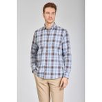 Bisse Regular Fit Paşa Yaka Desenli Pamuk Erkek Gömlek GMEKS4KPS242071_E11 - Kahve
