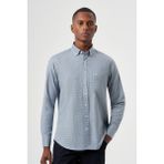 Bisse Regular Fit Paşa Yaka Desenli Yeşil Spor Erkek Gömlek GM23K232040_D47 - 2XL