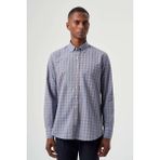 Bisse Regular Fit Paşa Yaka Ekoseli Kahve Erkek Gömlek GM23K232024_D11