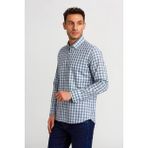 Bisse Regular Fit Paşa Yaka Ekoseli Mavi Erkek Gömlek GM23K232024_D35