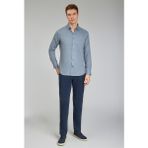 Bisse Regular Fit Paşa Yaka İndigo Spor Erkek Gömlek GMFLN0122300211_D66 - XL
