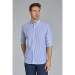 Bisse Regular Fit Paşa Yaka Lacivert Pamuk Keten Erkek Gömlek GMKTN3PS224018_D39