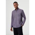 Bisse Regular Fit Paşa Yaka Lila Basic Spor Erkek Gömlek GM23K232050_D44