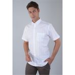 Bisse Regular Fit Paşa Yaka Pamuk Beyaz Erkek Gömlek GMEKS250002_D01 - XL
