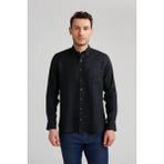 Bisse Regular Fit Paşa Yaka Siyah Basic Erkek Gömlek GM23Y231134_D99