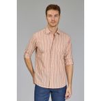 Bisse Regular Fit Spor Yaka Çizgili Somon Pamuk Erkek Gömlek GMCZG3SP224005_30 - 2XL