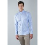 Bisse Regular Fit Uzun Kollu Mavi Pamuk Linen Erkek Gömlek GMKTN250005_E35