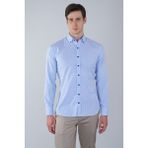 Bisse Regular Fit Uzun Kollu Paşa Yaka Cepsiz Pamuk Mavi Erkek Gömlek GMCZG250132_D35