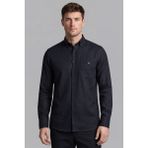 Bisse Siyah Regular Fit Pamuk Keten Cepli Uzun Paşa Yaka Gömlek BSGMKTN25328_D99