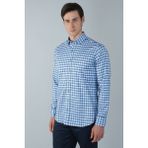 Bisse Uzun Kol Paşa Yaka Cepsiz Mavi Pamuk Erkek Gömlek GMCZG250011_D35 - XL