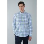 Bisse Uzun Kol Paşa Yaka Cepsiz Mavi Pamuk Erkek Gömlek GMCZG250012_D35 - 2XL