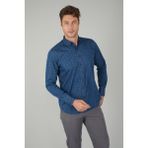 Bisse Uzun Kollu Lacivert Denim Desenli Erkek Gömlek GMJEAN252170_D39
