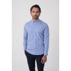 Bisse Uzun Kollu Paşa Yaka Regular Fit Erkek Mavi Cepli Gömlek GMCZG252149_C35