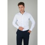 Bisse Uzun Kollu Regular Fit Çizgili Erkek Mavi Gömlek GMCZG252130_C35