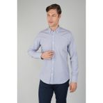 Bisse Uzun Kollu Regular Fit Erkek Çizgili Lacivert Gömlek GMCZG252110_C39 - XL