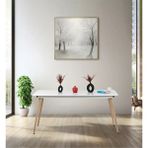 Bistro 120X77 cm / Dikdörtgen Mutfak Masası / Mutfak Yemek Masası / Dikdörtgen Masa / Beyaz - Meşe - Beyaz - 120 x 77 cm