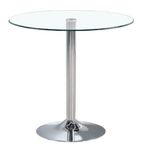 Bistro Masa Cam Masa Yuvarlak Temperli Yuvarlak Bar Masası Mutfak Yemek Masası Kahvaltı Bistro Masa Krom Stand (Boyut: 60 cm Renk: Şeffaf renkler)