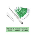Bistüri Neşter Sapı No:4 ( 100 Adet 21 Numara Bistüri Ucu Ile Birlikte )
