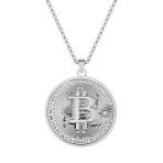 Bitcoin BTC Sanal Para Kolye kadın & Erkek Gümüş