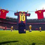 Bite Nose Efsane Barcelona Ronaldinho Çocuk Halı Saha Forması - Lacivert - 7 - 8 Yaş