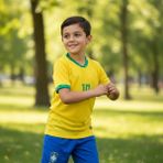 Bite Nose Neymar Brezilya Milli Takım T-Shirt Sarı Çocuk Halı Saha Forması