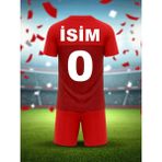 Bite Nose Özel Tasarım Isme Özel Yazdırmalı Türkiye Kırmızı Çocuk Milli Takım Forma Tişört ve Short Takımı - 9 - 10 Yaş - Sarı - Beyaz
