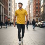 Bite Nose Renk Seçenekli Erkek Polo Yaka Tişört – Günlük & Şık Pamuklu Slim Fit - Sarı - XL