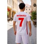 Bite Nose Türkiye Aktürkoğlu 7 Numara Yetişkin 2026/28 Milli Takım Forma T-Shirt Özel Tasarım Yeni Sezon - Beyaz