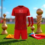Bite Nose Türkiye Milli Takım Kırmızı Şortlu Çocuk Çoraplı T-Shirt Halısaha Forma - 5 - 6 Yaş